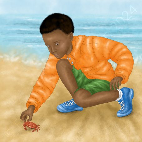 Boy playing at beach