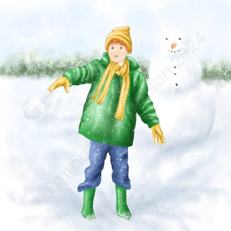 Boy throwing snowball 